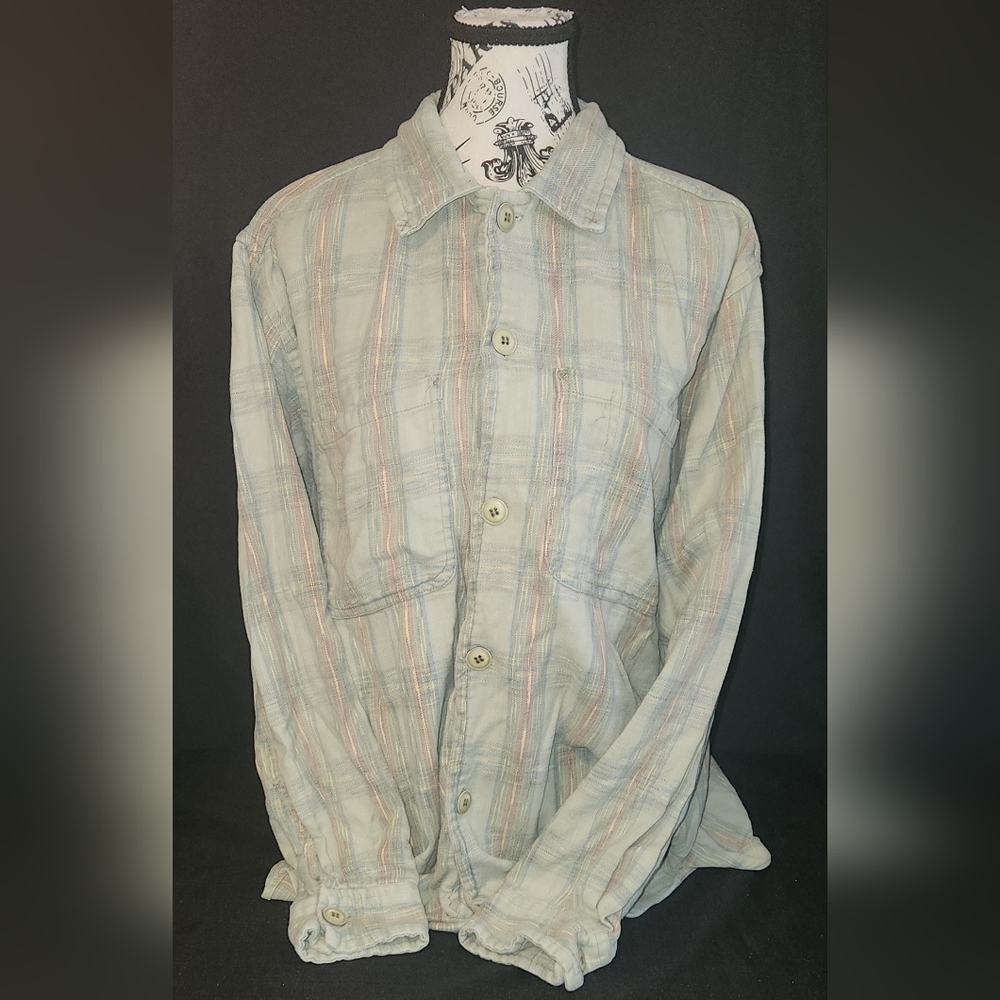 Vintage Cold Storage Men’s XL Green Plaid Flannel Large Buttons
